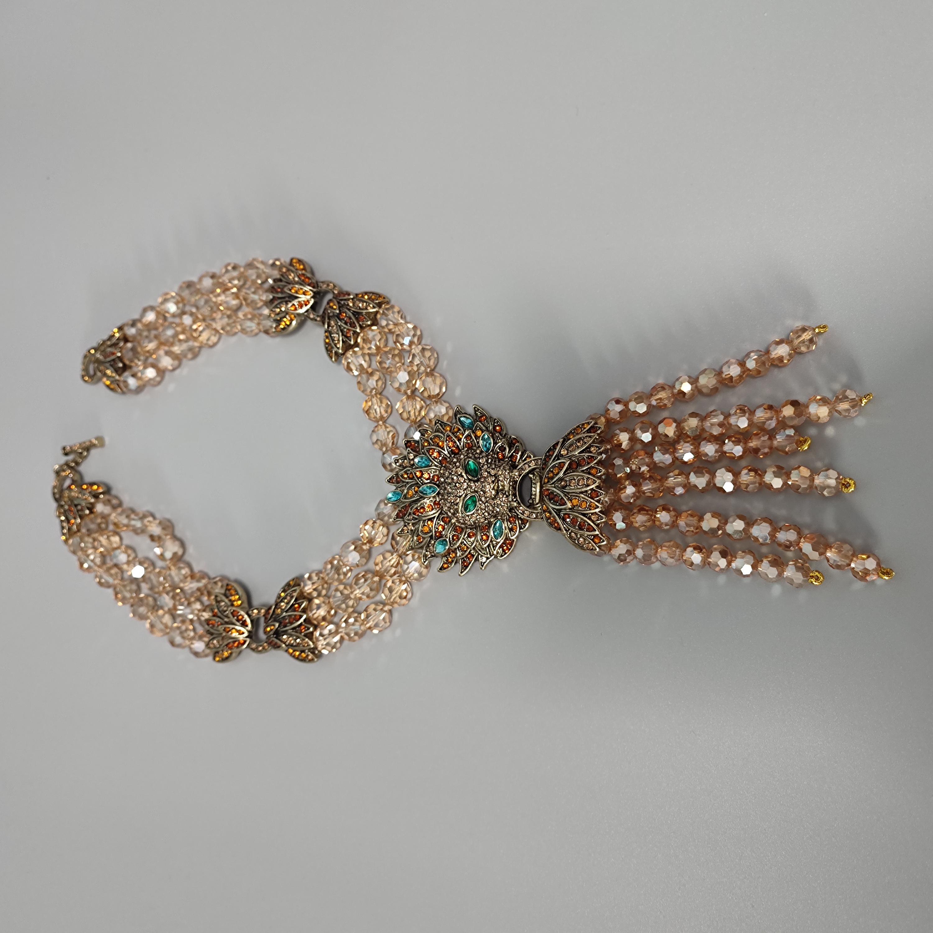 lion head pendant artificial diamond necklace